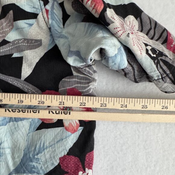 Tommy Bahama Mens Shirt M Floral Silk Button-Up Hawaiian Tropical Blue Black - Picture 5 of 6